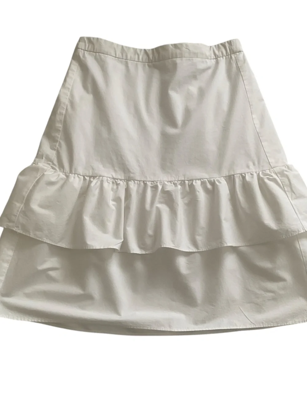 J.CREW Layered Ruffle Mini Skirt Sz 00 White Pull-On Clean Girl Romantic Boho
